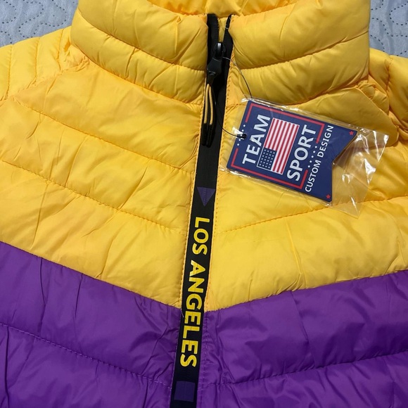 NBA LA Los Angeles lakers puffer jacket zip up coat outerwear medium basketball - Picture 5 of 6